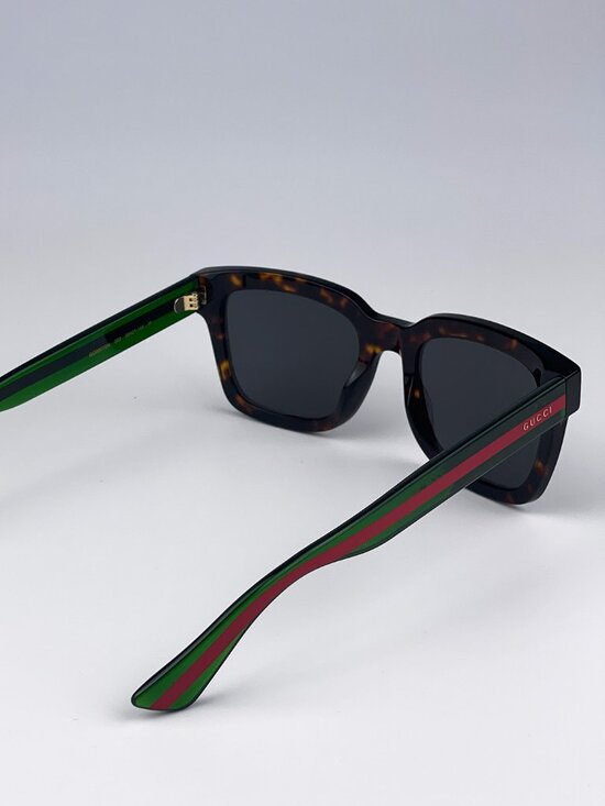 GUCCI GG0001SN 003 Sunglasses Havana Red Green Square Anti-Reflective … main image 11